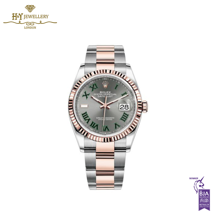 Rolex Datejust Rose Gold & Steel "Wimbledon" Slate Roman Dial - ref 126231-0