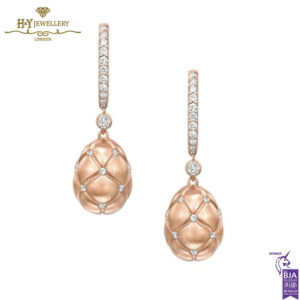 Fabergé Treillage Brushed Rose Gold & Diamond Set Egg Drop Earrings -0