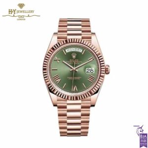 Rolex Day-Date Everose Gold Olive Green Dial -ref 228235-0