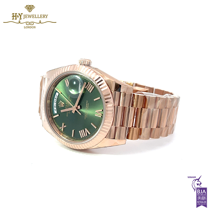 Rolex Day-Date Everose Gold Olive Green Dial - ref 228235-15830