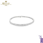 White Gold Baguette Cut Diamond Tennis Bracelet - 6.41ct-0