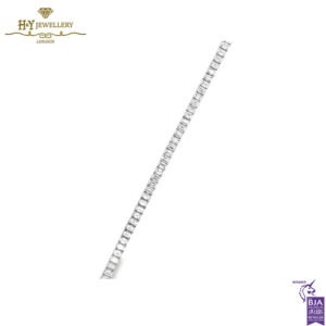White Gold Baguette Cut Diamond Tennis Bracelet - 6.41ct-13739
