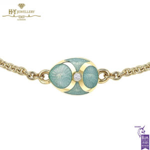 Fabergé Heritage Yellow Gold Diamond & Turquoise Guilloché Enamel Chain Bracelet-17640
