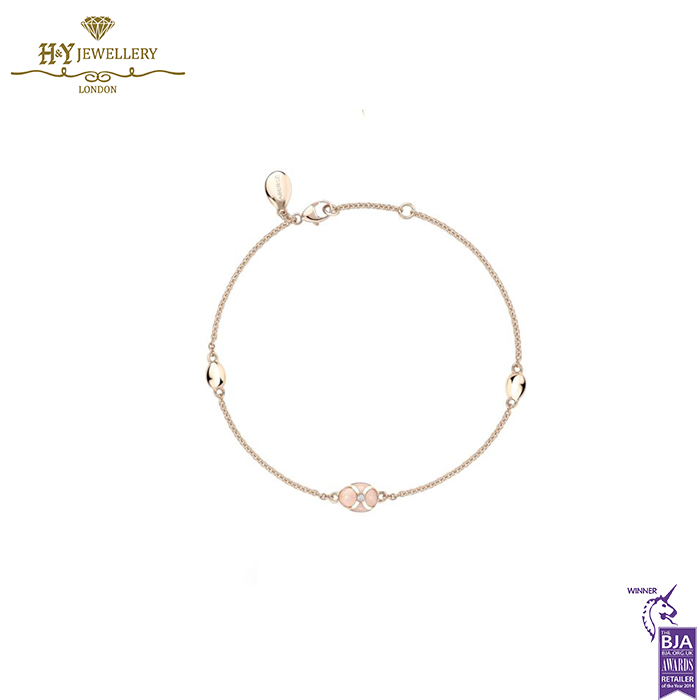 Fabergé Heritage Rose Gold Diamond & Pink Guilloché Enamel Chain Bracelet-0