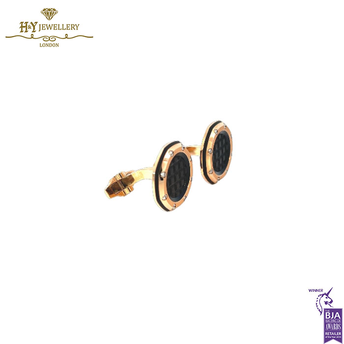 Audemars Piguet Rose Gold Cufflinks with Black Tapisserie pattern - ref BM0724.OKU.04.N028-13699