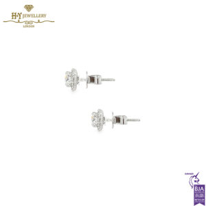 White Gold Brilliant Cut & Pave Diamond Earrings - 1.34ct-14521