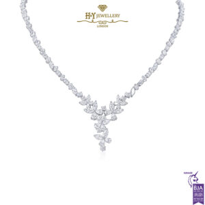 White Gold Classic Mix Cut Butterfly Design Diamond Necklace - 24.30ct-0