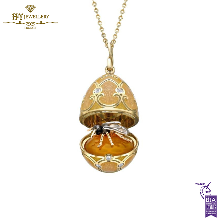 Fabergé Heritage Yellow Gold Diamond & Guilloché Enamel Bee Surprise Locket-0