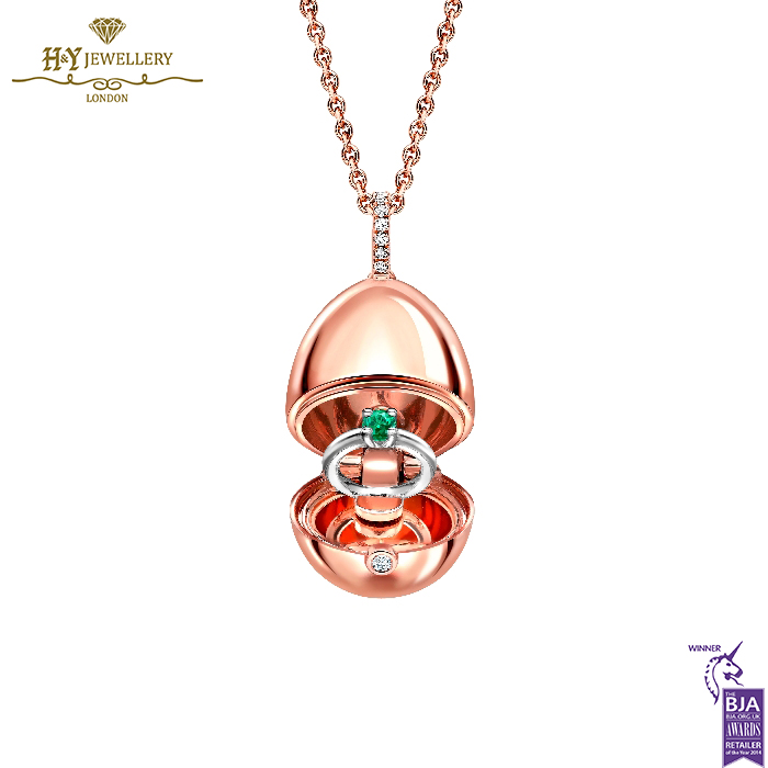 Fabergé Essence Rose Gold Emerald Ring Surprise Locket-0