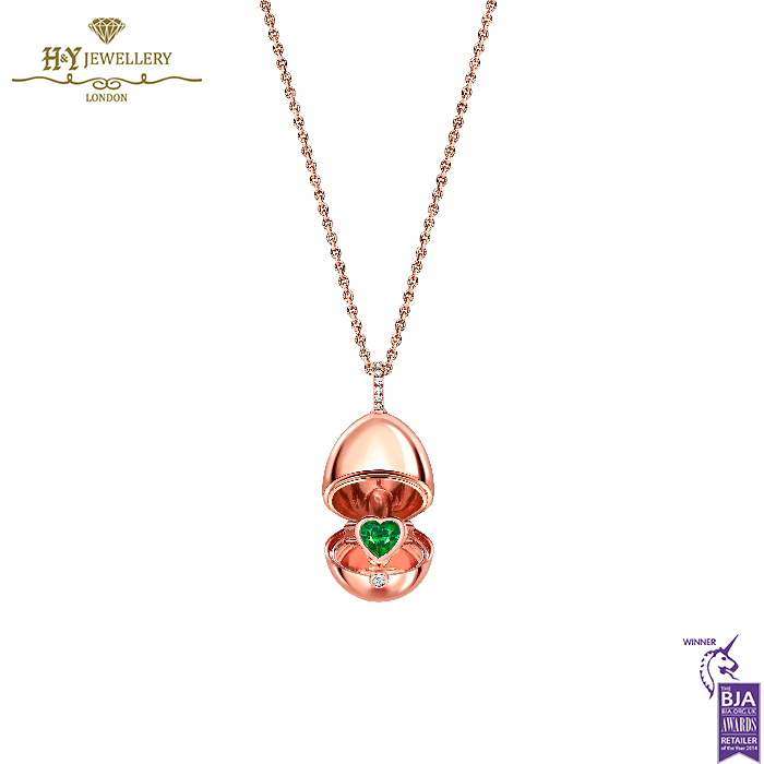 Fabergé Essence Rose Gold Emerald Heart Surprise Locket-15403