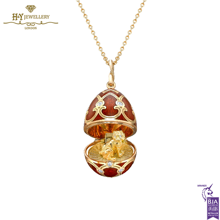 Fabergé Heritage Yellow Gold Diamond & Red Guilloché Enamel Year Of The Tiger Surprise Locket-0