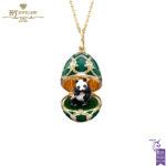 Fabergé Heritage Yellow Gold Diamond & Green Guilloché Enamel Panda Surprise Locket-0
