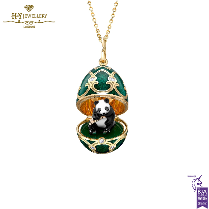Fabergé Heritage Yellow Gold Diamond & Green Guilloché Enamel Panda Surprise Locket-0