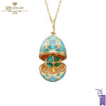 Fabergé Heritage Yellow Gold Diamond & Turquoise Guilloché Enamel Clover Surprise Locket-0