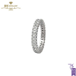 White Gold Emerald Cut Diamond Full Eternity Ring - 2.59ct-0