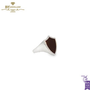 Armour Enamel Pinkie Ring White Gold (Maroon) -0.12ct-15505