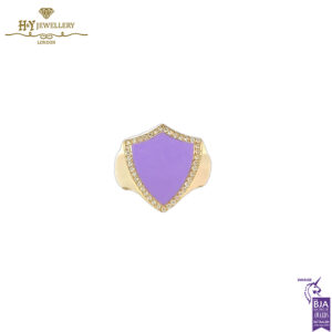 Armour Enamel Pinkie Ring Yellow Gold (Lilac) -0.12ct-0