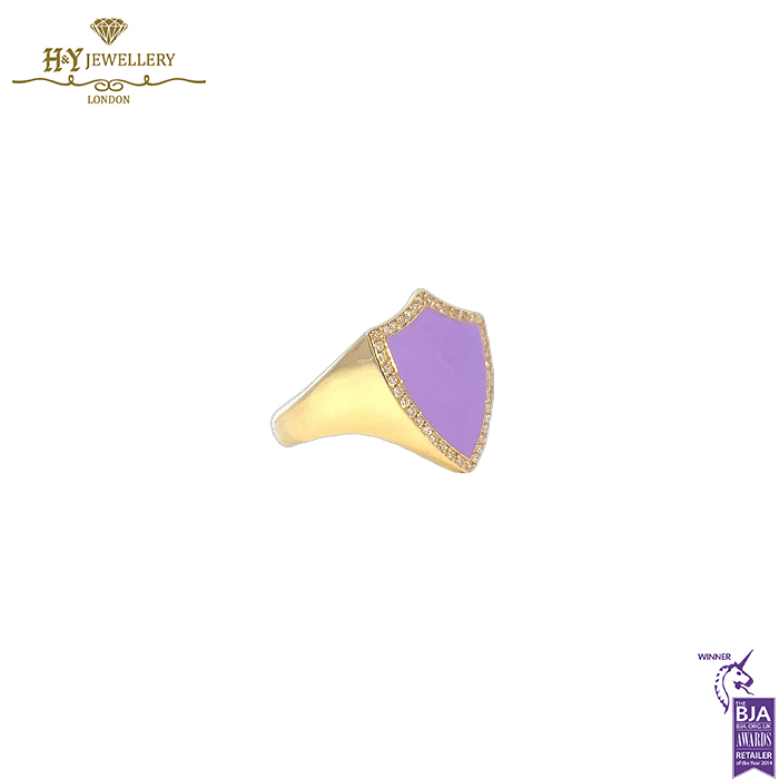 Armour Enamel Pinkie Ring Yellow Gold (Lilac) -0.12ct-14383