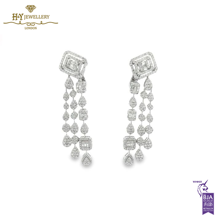 White Gold 2 Layers Square Shape Diamond Set - 23.76ct-15613