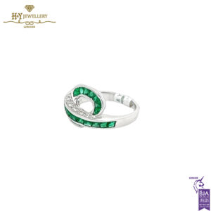 White Gold Princess Cut Emerald & Brilliant Cut Diamond Ring - 1.97ct-14053