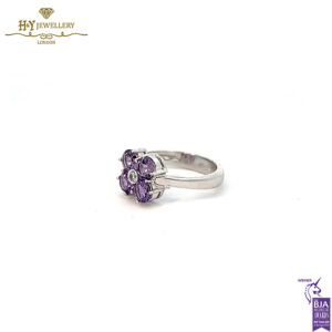 White Gold Brilliant Cut Diamond & Amethyst Ring - 1.41ct-15446