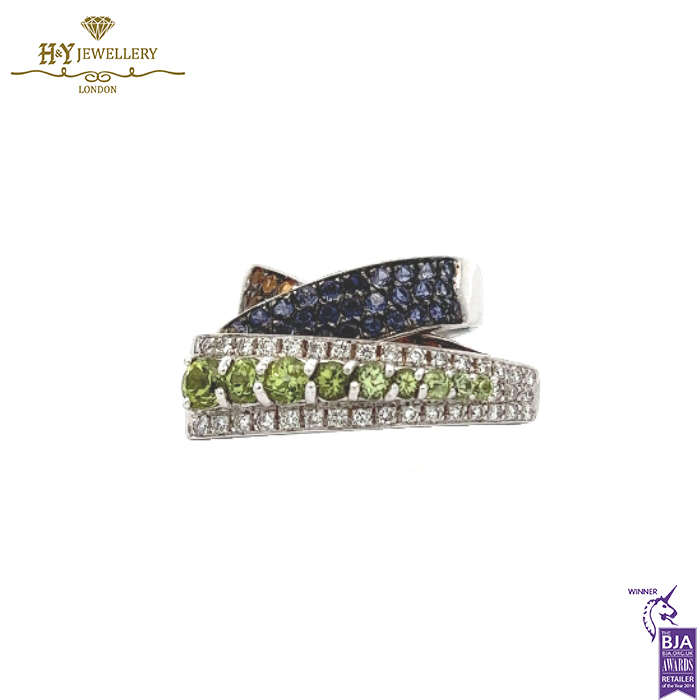 White Gold Brilliant Cut Mix Gemstones & Diamond Ring - 2.36ct-0