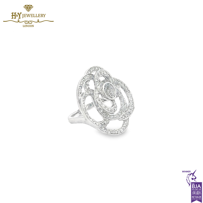 White Gold Brilliant Cut Pave Diamond Ring - 1.03ct-14154