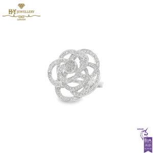 White Gold Brilliant Cut Pave Diamond Ring - 1.03ct-14155