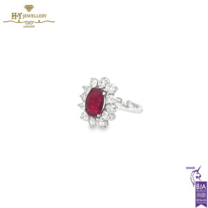 White Gold Oval Cut Ruby with Mix Cut Diamond Ring - 4.44ct-15459