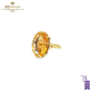 Yellow Gold Oval Cut Citrine Ring-0