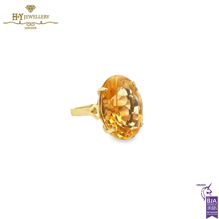 Yellow Gold Oval Cut Citrine Ring-14284