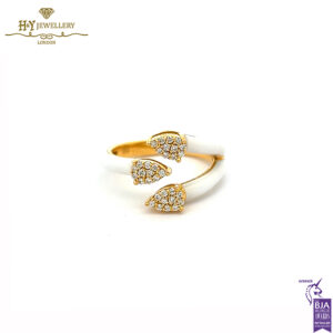 Yellow Gold Claw Round Cut Diamond Enamel Ring - 0.19ct-0