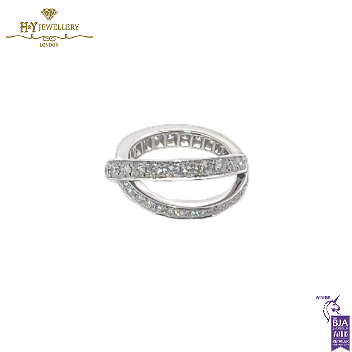 White Gold X Design Half Pave Diamond Ring -1.22ct-15474