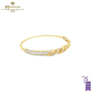 Yellow Gold Mix Cut Diamond Bangle - 1.16ct-13628