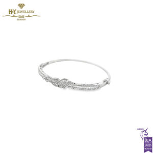 White Gold Mix Cut Diamond Bangle - 1.19ct-13630