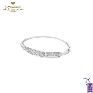 White Gold Mix Cut Diamond Bangle-1.24ct-13636