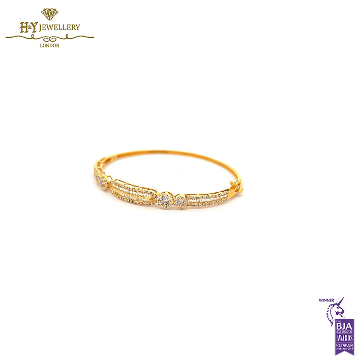 Yellow Gold Mix Cut Diamond Bangle - 1.74ct-13640