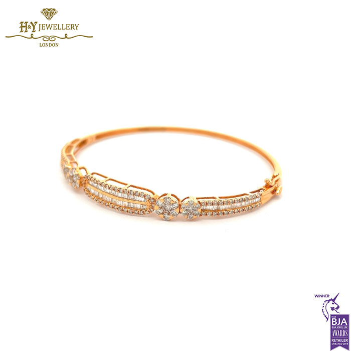 Rose Gold Mix Cut Diamond Bangle - 1.75ct-13642