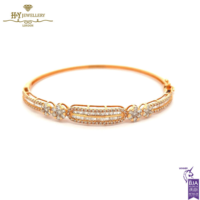 Rose Gold Mix Cut Diamond Bangle - 1.75ct-0