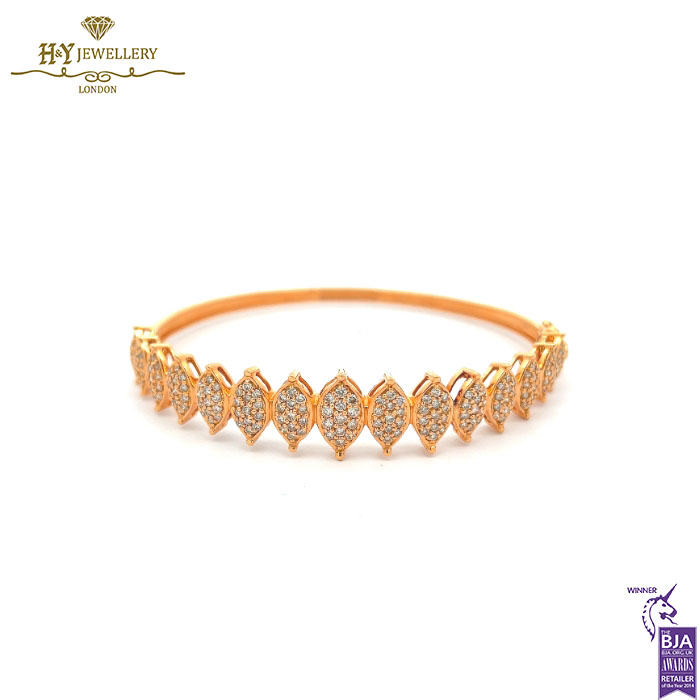 Rose Gold Round Cut Diamond Bangle - 1.53ct-0