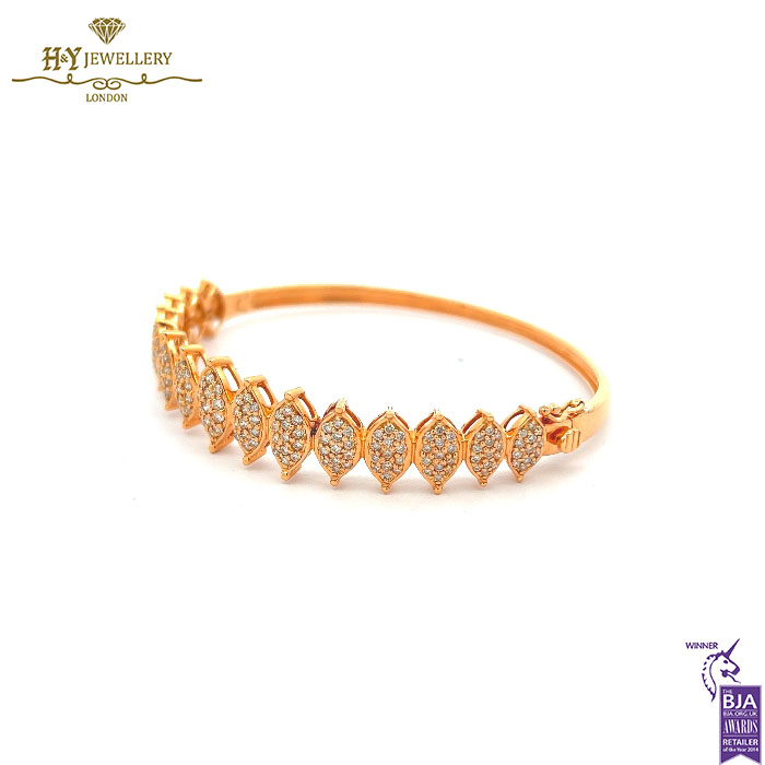 Rose Gold Round Cut Diamond Bangle - 1.53ct-13645