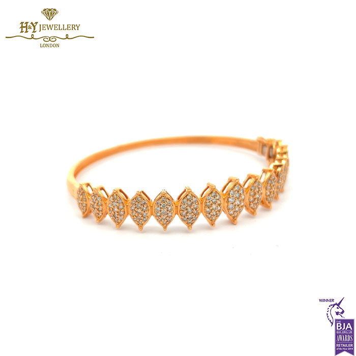 Rose Gold Round Cut Diamond Bangle - 1.53ct-13646