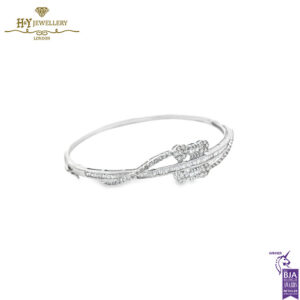 White Gold Mix Cut Diamond Bangle - 1.62ct-13648