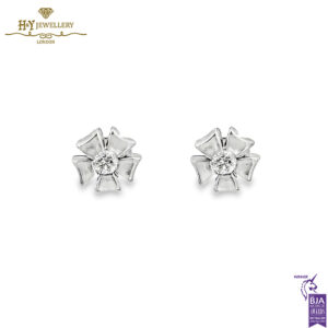 White Gold Flower Design Brilliant Cut Diamond Earrings - 0.40ct-0