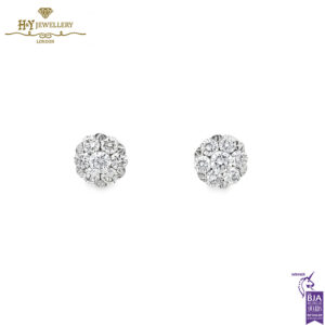 White Gold Brilliant Cut Diamond Earrings - 1.00ct-0