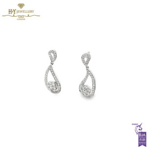 White Gold Tear Drops Design Brilliant Cut Diamond Earrings - 0.72ct-17334