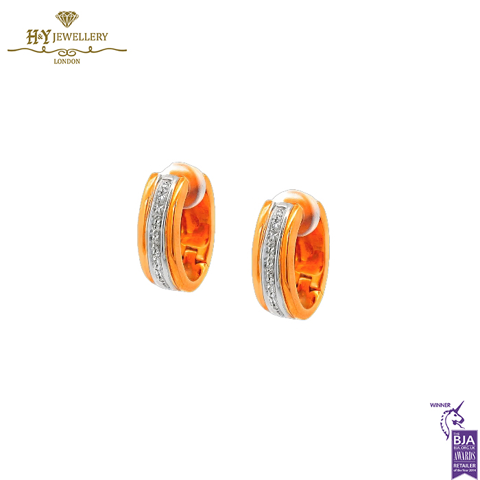 Yellow & White Gold Brilliant Cut Diamond Earrings - 0.18ct-14506