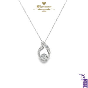 White Gold Tear Drop Brilliant Cut Diamond Pendant - 0.46ct-0