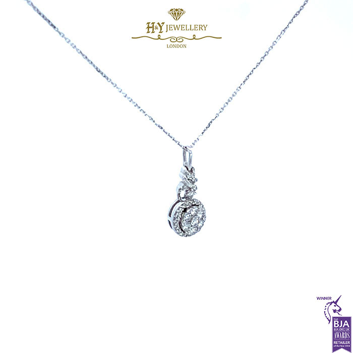 White Gold Brilliant Cut Diamond Pendant - 0.41ct-17541