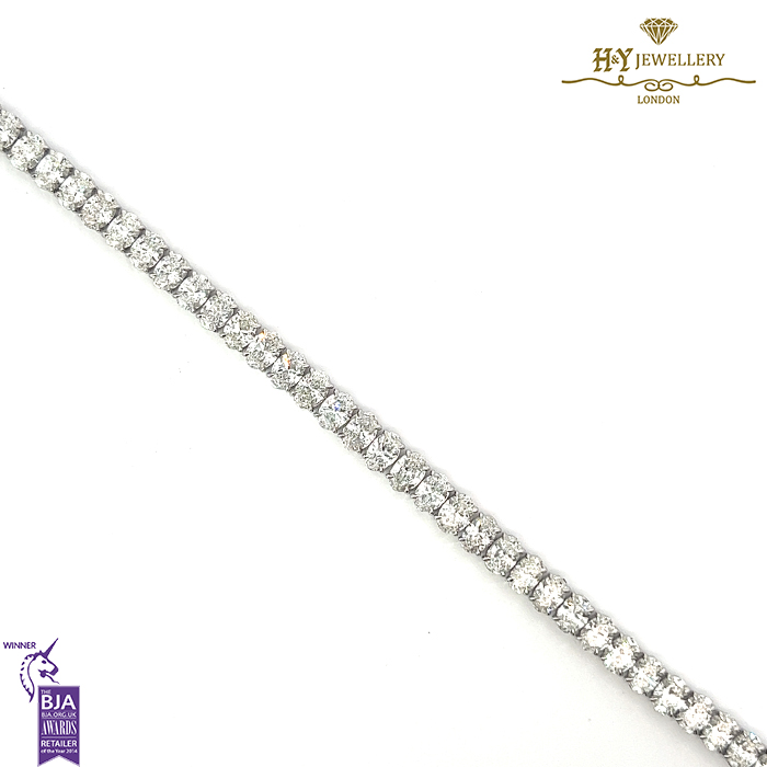 White Gold Oval Cut Diamond Tennis Bracelet - 13.45ct-17162
